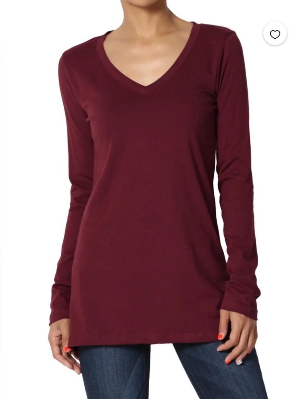 NEW DULUTH No Yank Long Sleeve V-Neck Tee Burgundy M